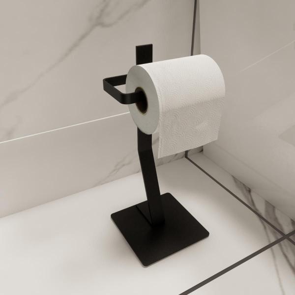 Porta Papel Higiênico Chão Papeleira Banheiro Lavabo Preto - Big House Shop Imagem de Porta Papel Higiênico Chão Papeleira Banheiro Lavabo Preto