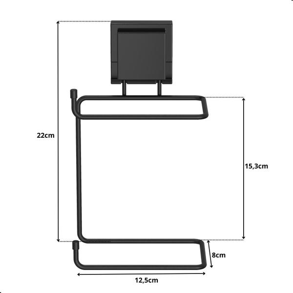 Imagem de Porta Papel Higiênico com Ventosa Suporte Preto Cx.Ac ARM