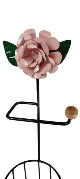 Imagem de Porta Papel Higiênico De Chão Com Flor Todo Em Ferro Ideal Para Banheiro