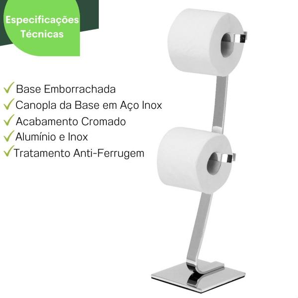 Imagem de Porta Papel Higiênico De Chão Com Reserva Cromado SF