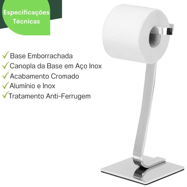 Imagem de Porta Papel Higiênico De Chão Single Cromado E Maciço