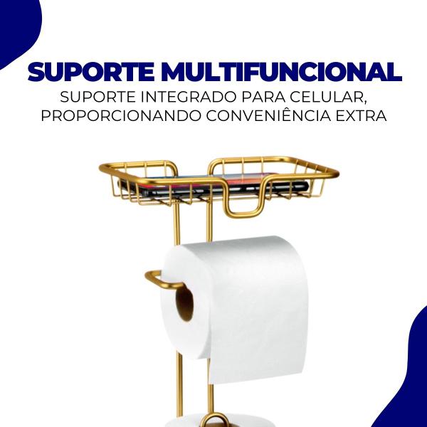 Imagem de Porta Papel Higiênico Dispenser Porta Celular Banheiro Lavabo Decoração Arthi