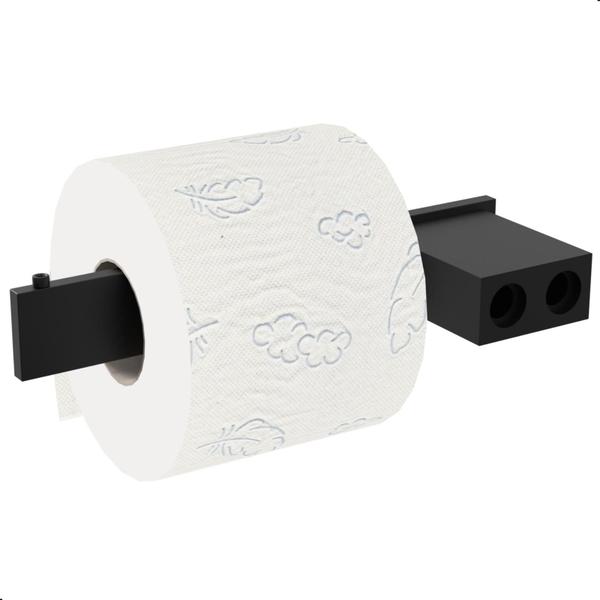 Imagem de Porta Papel Higiênico Fosco Dupla Fixação Preto UN.Master