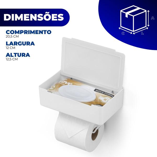 Porta Papel Higienico Lenco Umedecido Suporte Para Celular Sem Furo 3M Arthi Imagem de Porta Papel Higienico Lenco Umedecido Suporte Para Celular Sem Furo 3M Arthi