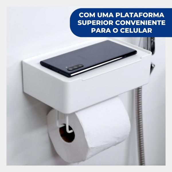 Porta Papel Higienico Lenco Umedecido Suporte Para Celular Sem Furo 3M Arthi Imagem de Porta Papel Higienico Lenco Umedecido Suporte Para Celular Sem Furo 3M Arthi