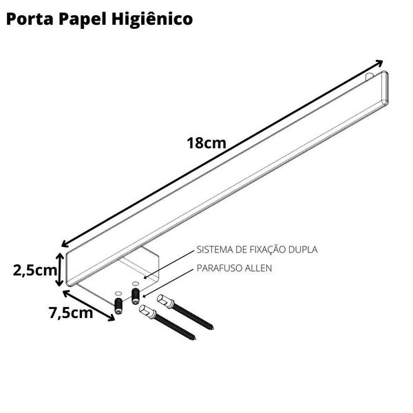 Imagem de Porta Papel Higiênico Master Preto Fosco Dupla Fixação