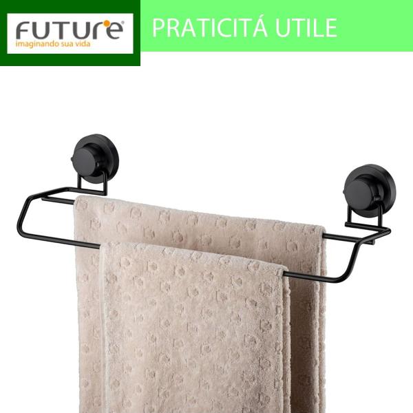 Imagem de Porta Papel Higienico + Porta Toalha Aço Ventosa Future