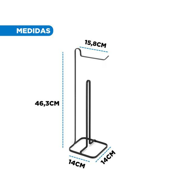 Imagem de Porta Papel Higiênico Preto Fosco Metal Piatina Banheiro Lavabo Para 4 Rolos Arthi