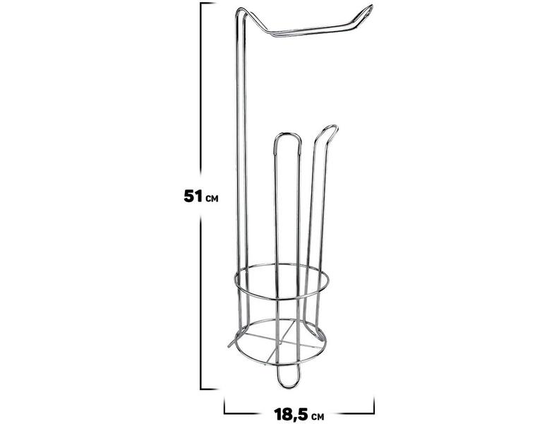 Imagem de Porta Papel Higiênico Suporte De Chão Em Metal Cromado Para Até Quatro Rolos Clink