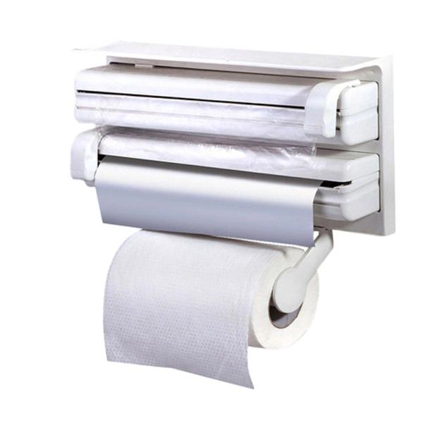 Porta Papel Toalha, Alumínio e Plástico Filme 3 em 1 Branco - SUPORTE PAPEL TOALHA 3 EM 15 Imagem de Porta Papel Toalha, Alumínio e Plástico Filme 3 em 1 Branco