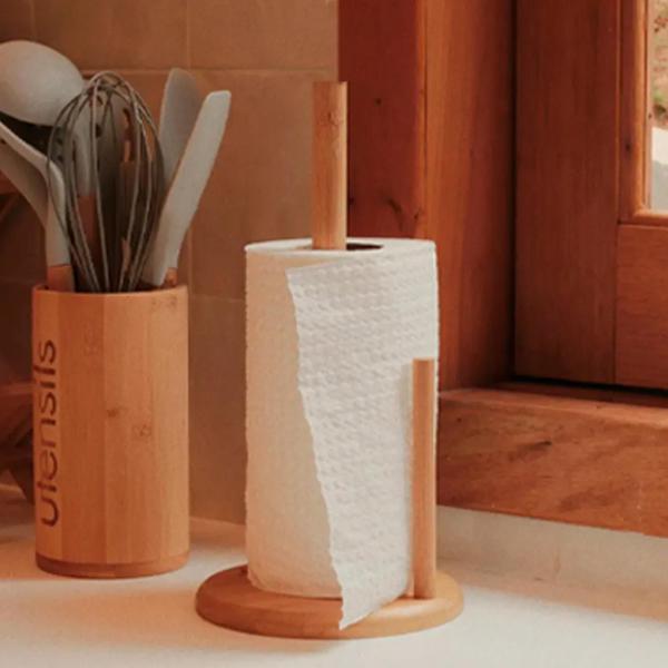 Porta Papel Toalha Suporte Papel Toalha Cozinha Bambu - Livon Imagem de Porta Papel Toalha Suporte Papel Toalha Cozinha Bambu