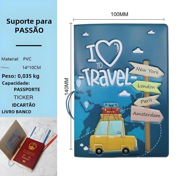 Imagem de Porta-passaporte Com Padrão Fofo, Capa De Proteção Para Certificado De Viagem, 10x14cm, Bolsa De