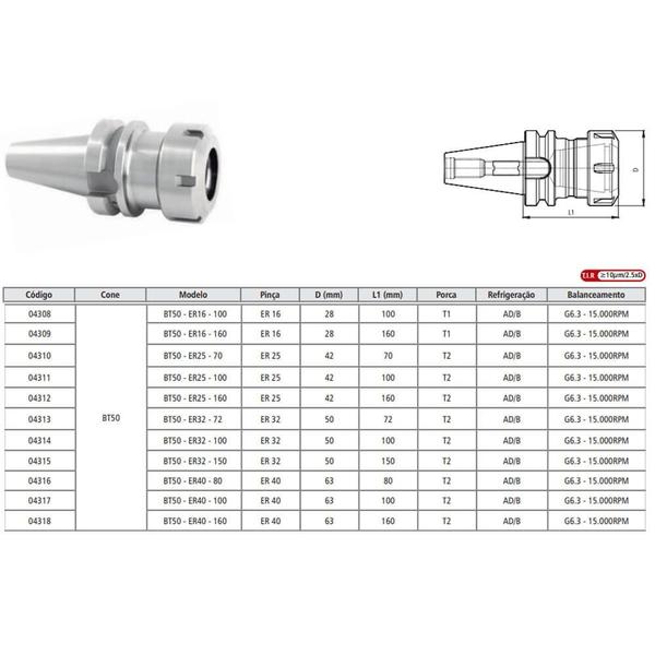 Imagem de Porta Pinça ER Modelo BT30 - ER32-70 - HQT - MAS 403 BT