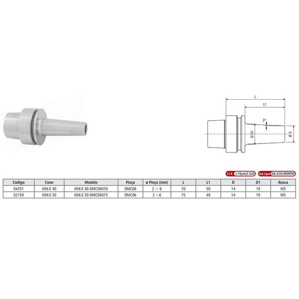 Imagem de Porta Pinça Modelo HSK-E 40 DMC 06070 - DIN 69893/ Forma E