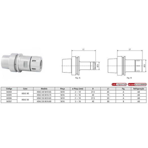 Imagem de Porta Pinça SK Modelo HSK-E 40 SK16-75 - DIN 69893/ Forma E