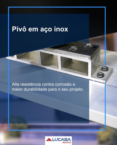 Imagem de Porta Pivotante de Aluminio com  Friso Puxador de 1 metro 225x130 Lucasa Aluminio