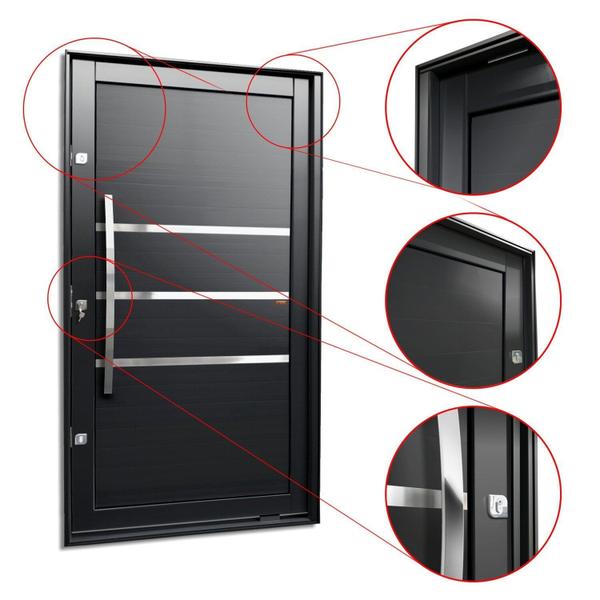 Imagem de Porta Pivotante Lambril Evolution com Puxador Lado Esquerdo Elite 216x120 Preto