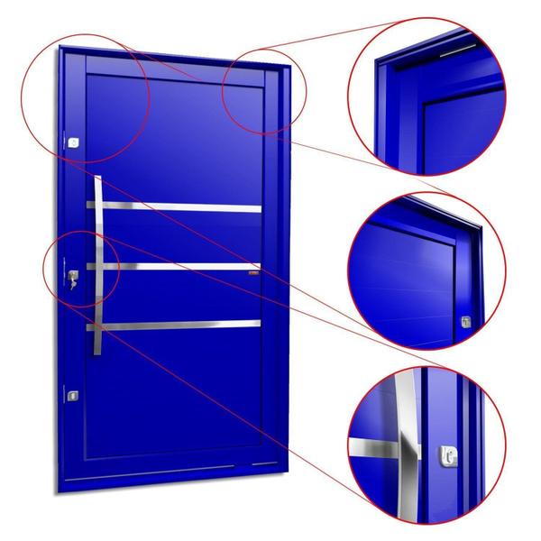 Imagem de Porta Pivotante Lambril Evolution com Puxador Lado Esquerdo Elite 216x130 Azul