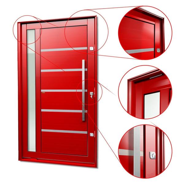 Imagem de Porta Pivotante Lambril Miraggio com Puxador Lado Direito Elite 216x100 Vermelho