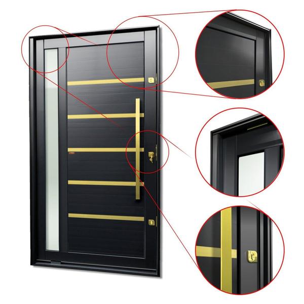 Imagem de Porta Pivotante Lambril Miraggio com Puxador Lado Direito Elite 216x120 Preto