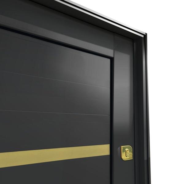 Imagem de Porta Pivotante Lambril Miraggio com Puxador Lado Direito Elite 216x130 Preto