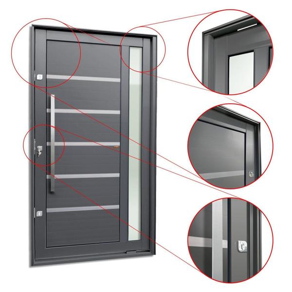 Imagem de Porta Pivotante Lambril Miraggio com Puxador Lado Esquerdo Elite 216x120 Cinza