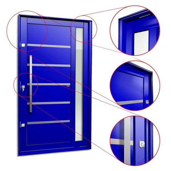 Imagem de Porta Pivotante Lambril Miraggio com Puxador Lado Esquerdo Elite 216x150 Azul