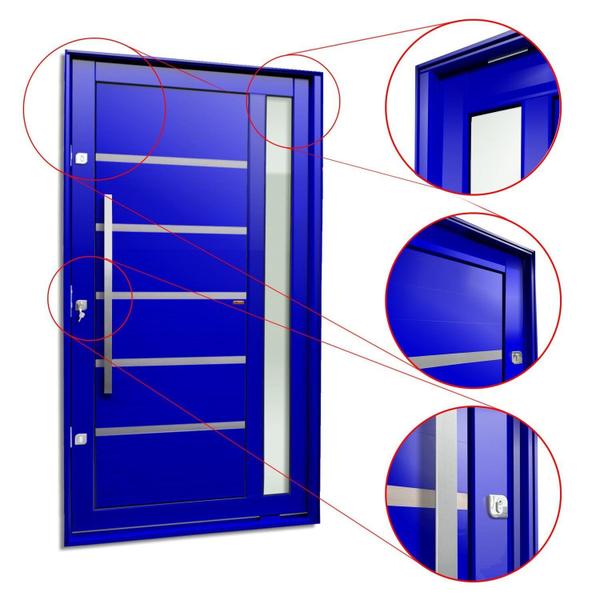 Imagem de Porta Pivotante Lambril Miraggio com Puxador Lado Esquerdo Elite 240x120 Azul