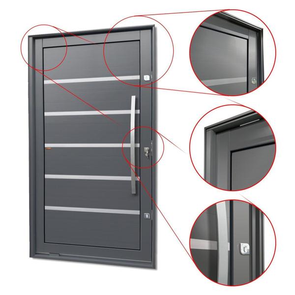 Imagem de Porta Pivotante Lambril Premium com Puxador Lado Direito Elite 240cmx120cm Cinza