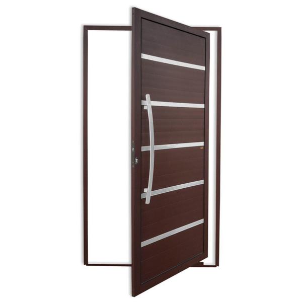 Imagem de Porta Pivotante Lambril Premium com Puxador Lado Esquerdo Super Marrom Corten 120 Brimak