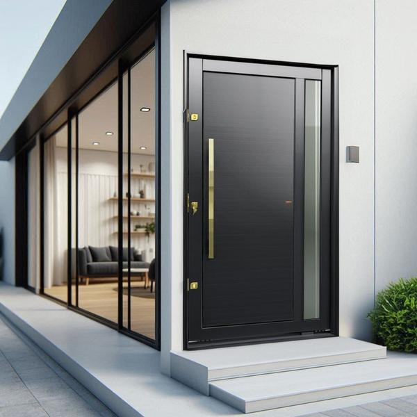 Imagem de Porta Pivotante Lambril Visione com Puxador Lado Direito Elite 240x130 Preto