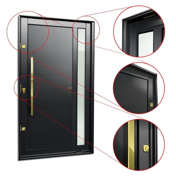 Imagem de Porta Pivotante Lambril Visione com Puxador Lado Esquerdo Elite 216x120 Preto