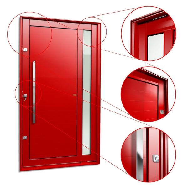 Imagem de Porta Pivotante Lambril Visione com Puxador Lado Esquerdo Elite 240x150 Vermelho