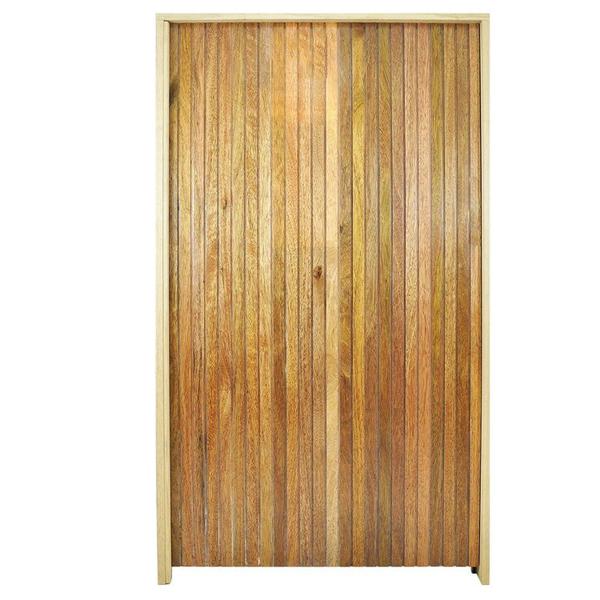 Imagem de Porta Pivotante Ripada Cedro Batente 14 Puxador Tubo 120 X 210 Esquerdo Natural