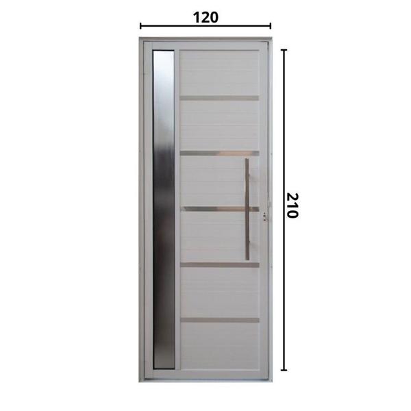 Imagem de Porta Pivotante Solara Alumínio com Visor Puxador Tubolar 210 X 120 Lado Direito Branco