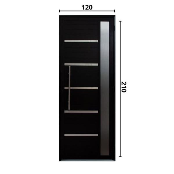 Imagem de Porta Pivotante Solara Alumínio com Visor Puxador Tubolar 210 X 120 Lado Direito Preto