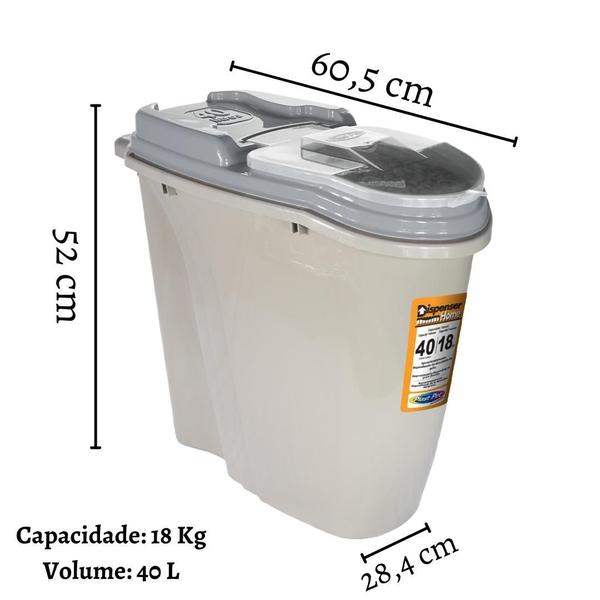 Imagem de Porta Ração Dispenser Home Cinza Full 40L Plast Pet