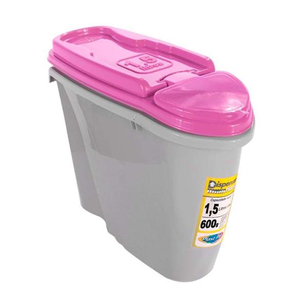 Imagem de Porta Ração Plast Pet Home Dispenser Rosa - 1,5 litros