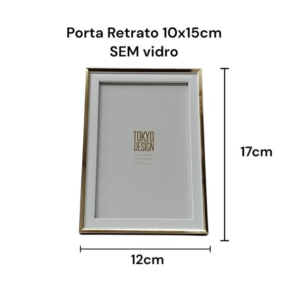 Imagem de Porta Retrato 10x15 Palmira Dourado Branco MDF Tokyo Design