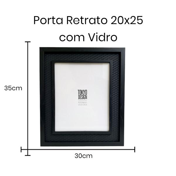 Imagem de Porta Retrato 20x25cm Paspatur Trançado Preto Moldura Foto