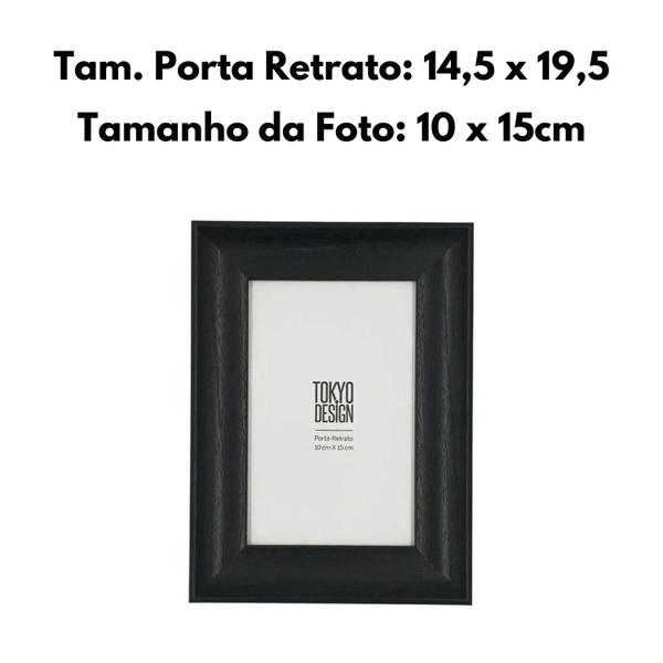 Imagem de Porta Retrato de Mesa 10X15 Preto Fotos MDF Decoração Premium