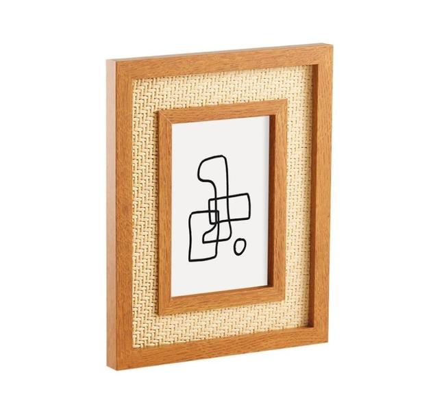 Imagem de Porta Retrato em MDF Marrom com Rattan 10x15cm - Mart