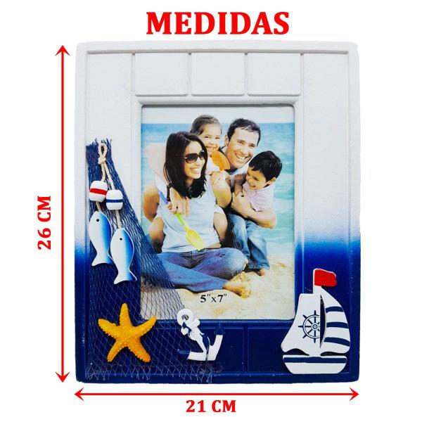 Imagem de  Porta Retrato Náutico Retangular Marítimo Em Madeira 5X7