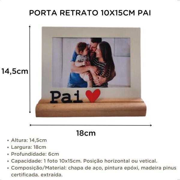 Imagem de Porta Retrato Pai s2 Dia dos Pais 15x21 Horizontal Vertical Padrasto Branco Aço com Acrílico Geguton