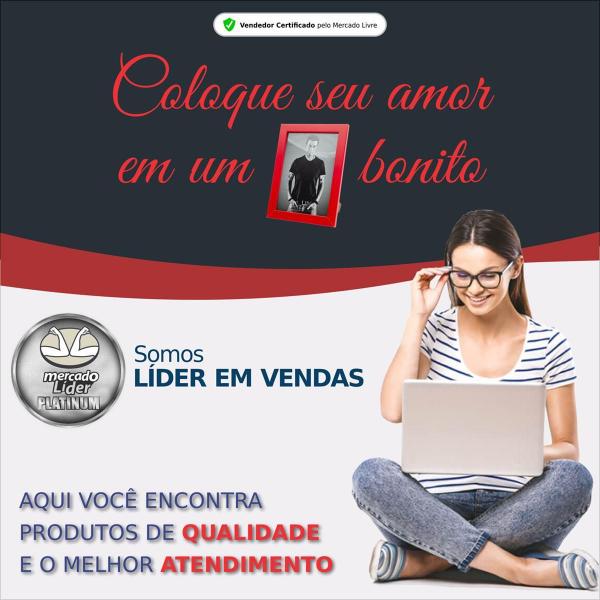 Imagem de Porta Retrato Premium Fosco Vidro 15X21Preto Mesa Ou Parede