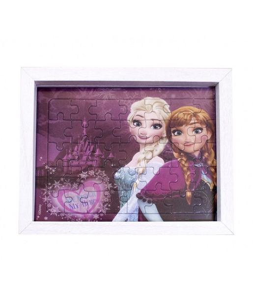 Imagem de Porta Retrato Quebra Cabeça Anna & Elsa Frozen 15X19cm - Disney