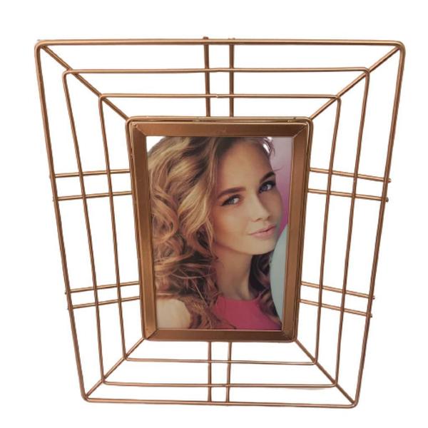 Imagem de Porta retrato rose gold moderno de metal aramado