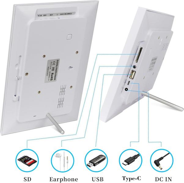 Imagem de Porta-retratos digital SZSLG Frameo WiFi 10.1" 32GB branco