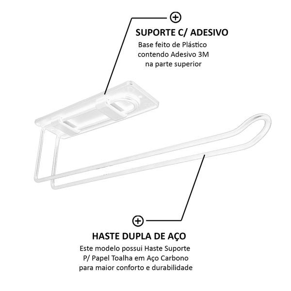 Porta Rolo Papel Toalha Suporte Armário Cozinha C/ Adesivo - Arthi Imagem de Porta Rolo Papel Toalha Suporte Armário Cozinha C/ Adesivo