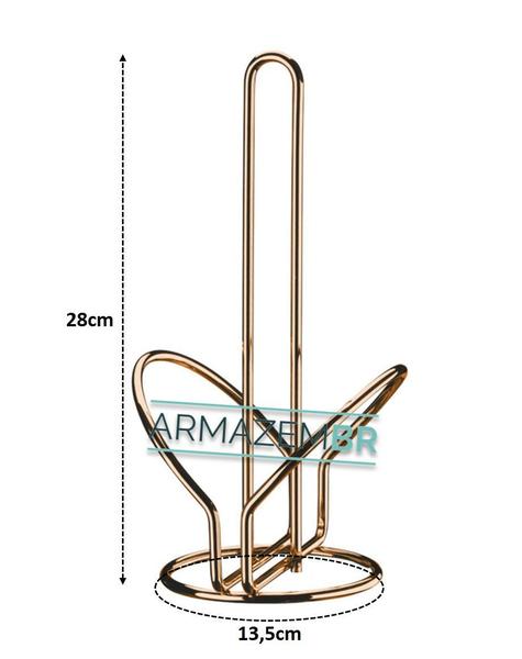 Imagem de Porta Rolo Papel Toalha Suporte Bancada De Cozinha Rosé Gold - 1191RG Future